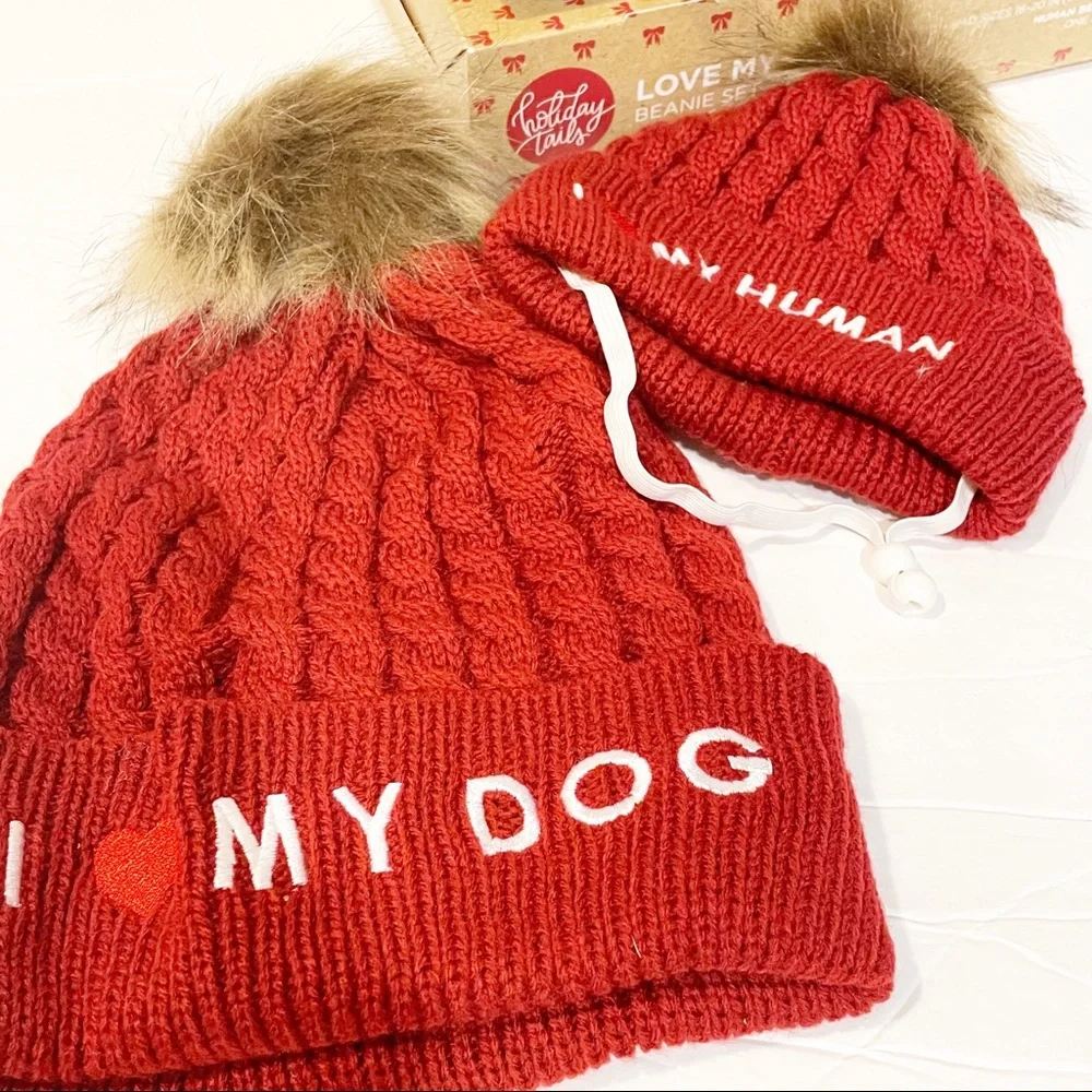 Dog Pet My Human My Dog Knit Beanie Hat Picture‎ Prop Family Photo L/XL NEW